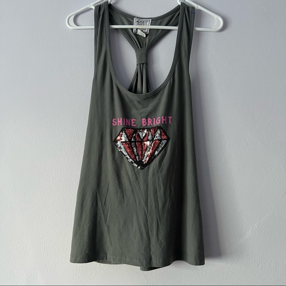 🪴 Mentally Exhausted "Shine Bright" Sequin Twist Back Tank Large